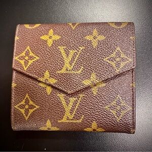 VINTAGE 1970’s Louis Vuitton Monogram Brown and Gold Wallet NEVER USED